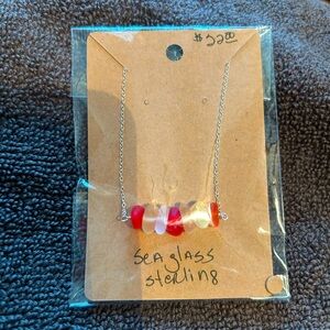 Sea glass sterling silver necklace